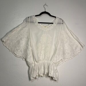 Solitaire White Lace Boho Blouse. Sz L.